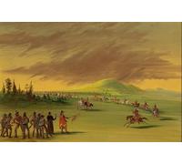 HRJUBWREE Toile Murale Tableaux Peinture Murale Nordique La Salle rencontre un groupe de guerre d'Indiens Cenis dans une prairie du Texas par George Catlin Pour la Décoration de la Chambre 60x90cm