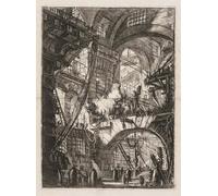 HRJUBWREE Toile Murale Tableaux Peinture Murale Nordique les prisons une perspective d'arches avec un feu fumant au centre par Battista Piranesi Pour la Décoration de la Chambre 60x90cm