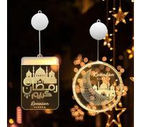 HRKVSK Eid Ramadan Lumière de Fée Décoratif, 2 Pièces lumières de fenêtre de ramadan, décoration ramadan led lampe, decoration ramadan 2024 eid mubarak - pour fenêtre, pour Fête de lIslam Musulman