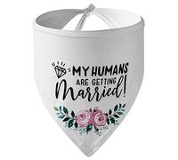 Hrlace Bandana de fiançailles pour chien - Foulard triangulaire pour mariage - Annonce - Accessoire photo pour les animaux de compagnie - Pour les amoureux des chiens de petite, moyenne et grande