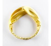 Hrlace Bandeau élastique en soie - Bandeau torsadé réglable - 100 % soie de mûrier - Turban pour femmes et filles - Pour le visage, le maquillage, le sport, le yoga, jaune vif