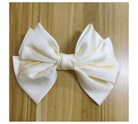 Hrlace Barrettes à cheveux avec nœud pour femme - Grand nœud - Barrette à cheveux française - En satin doux et soyeux - Couleur unie - Élégant - Pour femmes et filles - Beige