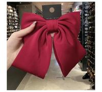 Hrlace Barrettes à cheveux avec nœud pour femme - Grand nœud - Barrette à cheveux française - Satin doux et soyeux - Couleur unie - Élégant - Pour femmes et filles - Bordeaux #2
