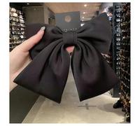 Hrlace Barrettes à cheveux avec nœud pour femme - Grand nœud - Barrette à cheveux française - Satin doux et soyeux - Couleur unie - Élégant - Pour femmes et filles - Noir #2