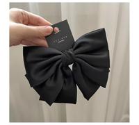 Hrlace Barrettes à cheveux avec nœud pour femme - Grand nœud - Barrette à cheveux française - Satin doux et soyeux - Couleur unie - Élégant - Pour femmes et filles - Noir #1