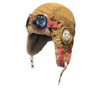 Hrlace - Bonnet d'aviateur unisexe avec protège-oreilles pour l'hiver - Chaud et mignon - Pour automne et hiver - Bonnet de pilote pour extérieur - Pour enfants, femmes et hommes - Caramel - Enfants
