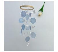 Hrlace Carillon éolien coloré en nacre - Attrape-rêves - Carillon éolien coloré - Pendentif décoratif pour fenêtre, mur, chambre, terrasse, balcon, extérieur, maison, décoration - Bleu 1#