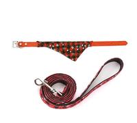 Hrlace Collier de Noël pour chien avec laisse - Ensemble nœud papillon amovible - Bandana - Collier pour chat - Collier triangulaire rouge à carreaux pour chatons chiots petits chiens - Lot de 1 m