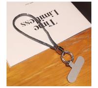 Hrlace Cordon universel pour téléphone portable - Strass - Strass - Cristal - Pour téléphone portable - Dragonne avec patch pour tous les smartphones - Court - Gris