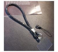 Hrlace Cordon universel pour téléphone portable - Strass - Strass - Cristal - Pour téléphone portable - Dragonne avec patch pour tous les smartphones - Noir