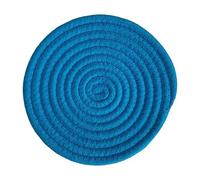 Hrlace Dessous de plat en fil de coton antidérapant élégant Dessous de plat en tissu résistant à la chaleur Sets de table ronds tressés pour la cuisine et la pâtisserie, 1 pièce bleu lac 30 cm