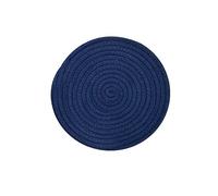 Hrlace Dessous de plat en fil de coton antidérapant élégant Dessous de plat en tissu résistant à la chaleur Sets de table ronds tressés pour la cuisine et la pâtisserie, 1 pièce bleu marine 38 cm