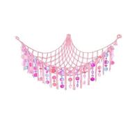 Hrlace Hamac de rangement pour jouets, doudous, filet de rangement avec paillettes, jouet suspendu, organisateur de jouets, décoration murale, décoration pour chambre d'enfant, chambre à coucher, rose