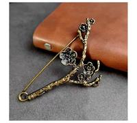 Hrlace Lot de 2 Grandes Épingles à Nourrice Vintage en Alliage Bronze Antique - Épingles de Broche Robustes pour Écharpes, Couvertures, Jupes, Vêtements, Sacs 90x48mm - Jasmin d'Hiver