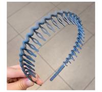 Hrlace Lot de 2 serre-têtes en forme de zigzag - En forme de dent de requin - Antidérapants - Pour femme et fille - Pour le maquillage, le sport, le fitness, le quotidien - Bleu clair