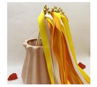 Hrlace Lot de 20 serpentins de mariage avec ruban de clochette - Baguettes magiques - Baguettes de fée - Baguettes porte-bonheur - Baguettes de fée en soie - Pour mariage, anniversaire, fête - Orange