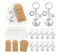 Hrlace Lot de 30 porte-clés ancre - Cadeaux d'invités de mariage - Souvenir - Cadeau de remerciement avec gouvernail - Bouée de sauvetage pour thèmes nautiques - Décoration de fête de mariage