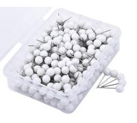Hrlace Lot de 300 épingles à tête ronde 5 mm - Tête colorée - Tête en plastique - Aiguilles de marquage pour tableau d'affichage - Pour carte du monde, tableau de liège, marquage de tissu - Blanc