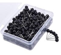 Hrlace Lot de 300 épingles à tête ronde 5 mm - Tête colorée - Tête en plastique - Aiguilles de marquage pour tableau d'affichage - Pour carte du monde, tableau en liège, marquage de tissu - Noir