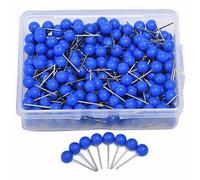 Hrlace Lot de 300 épingles à tête ronde 5 mm - Tête colorée - Tête en plastique - Aiguilles pour tableau d'affichage - Pour carte du monde, tableau en liège, marquage de tissu - Bleu