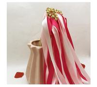 Hrlace Lot de 50 serpentins de mariage avec ruban de clochette - Baguettes magiques - Baguettes de fée - Baguettes porte-bonheur - Baguettes de fée en soie - Pour mariage, anniversaire, fête - Rose