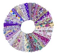 Hrlace Lot de 50 tissus en coton patchwork 10 x 10 cm - Paquet de tissus imprimés - Tissu en coton pour couture florale - Carré en coton pour bricolage - Vêtements artisanaux