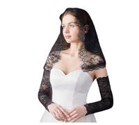 Hrlace Mantilla - Voile en dentelle - Style vintage - Pour mariée, mariage, soirée, bal de promo, fête - Costume de fête - Noir - 88 x 58 cm