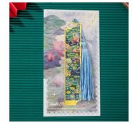 Hrlace Marque-page en métal Rétro Peinture à l'huile Thème Marque-page avec pompons Vintage Fleurs Motif Bookmark Pages Marqueurs Accessoires pour les amateurs de livres Femmes Enseignants Étudiants