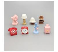 Hrlace Miniature Maison de Poupée Ensemble de Meubles Mini Modélisme Accessoires Mini Meubles Jouets Miniature Meubles de Poupée Salon Chambre Canapé Lit Table Armoire Table Basse Lampe de Table