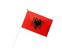 Hrlace Petit drapeau pour événements sportifs 2024 Drapeau à la main 24 pays Tissu double face EM Décoration Drapeaux tenus à la main pour défilés, fêtes de festival, 21 x 14 cm Albanie 50 pièces