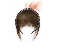 Hrlace Pony Bandeau Air Bangs Extensions de cheveux franges avec bandeau en strass Perruque avec frange avant moelleuse pour femmes et filles pour un usage quotidien Marron clair #1