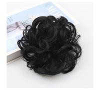 Hrlace Postiche avec pince Messy Bun Chignon Postiche avec élastique Cheveux bouclés Chignon haut Extensions de cheveux pour femme Chouchou en désordre pour femme Noir naturel