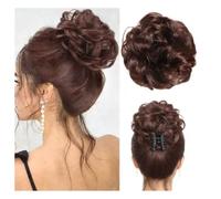 Hrlace Postiche avec pince Messy Bun Chignon Postiches avec élastique Cheveux bouclés Chignon haut Extensions de cheveux queue de cheval Extensions de chignon désordonnée pour femme Barrette à cheveux