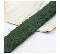 Hrlace Ruban en dentelle de coton de 3,8 cm - Bordure à franges - Bordure à franges - Pour vêtements, rideaux, couture, accessoires de bricolage, nappe, coussin, décoration d'intérieur - Vert noir -