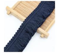 Hrlace Ruban en dentelle de coton de 3,8 cm - Bordure à franges - Pour vêtements, rideaux, couture, accessoires de bricolage, nappe, coussin, décoration d'intérieur, bleu marine, 2 m