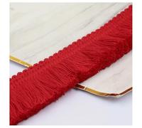 Hrlace Ruban en dentelle de coton de 3,8 cm - Bordure à franges - Pour vêtements, rideaux, couture, accessoires de bricolage, nappe, coussin, décoration d'intérieur, rouge, 2 m