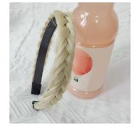 Hrlace Serre-tête tressé, avec dents larges, à 2 brins, convient aux femmes et filles, beige