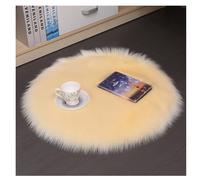 Hrlace Tapis rond en peau de mouton synthétique - Lavable - Doux - Moelleux - Avec coussin de chaise à poils longs - Imitation laine - Pour décoration de la maison - Beige - 40 x 40 cm