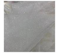 Hrlace Tissu en tulle à paillettes de 150 cm de large avec petites paillettes Tissu décoratif pour mariage, banquet, fête, artisanat, jupes, décoration de table, cadeau, arc, blanc, #2, 5 yards