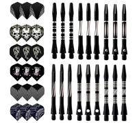 HRLORK Lot de 18 tiges de fléchettes en aluminium de 45 mm - Tiges multiples et ailettes en métal - Accessoires professionnels avec filetage standard 2BA