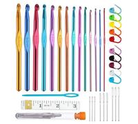 HRLORK Lot de 36 aiguilles à tricoter en aluminium pour débutants ou professionnels - Plusieurs tailles et couleurs