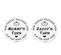 HRLORK Pièce de décision en acier inoxydable pour nouveaux parents, pièce de décision amusante pour nouveau-né, cadeau pour maman et papa, pour la fête des mères, un anniversaire, une fête prénatale,