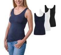 HRM Lot de 3 débardeurs Femme | Top Basique Femme en Coton 95% avec Une Part de Lycra | Extensible et Ajustable | Débardeur avec col en U