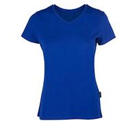HRM T-Shirts Col en C Luxury pour Femmes, Bleu Royal, Taille XS I T-Shirt Premium Femme Col en V 100% Coton Bio I T-Shirt Basique Lavable en Machine à 60°C I Vêtements Femme Haut de Gamme et Durables
