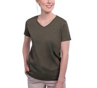 HRM T-Shirt de Luxe à col en V pour Femme, col en V, 100% Coton Biologique, t-Shirt Basique pour Femme, Lavable jusqu'à 60 °C, Haut Durable et de qualité supérieure, Olive, S