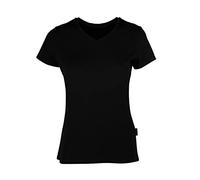 HRM T-Shirts Col en C Luxury pour Femmes, Noir, Taille M I T-Shirt Premium Femme Col en V 100% Coton Bio I T-Shirt Basique Lavable en Machine à 60°C I Vêtements Femme Haut de Gamme et Durables