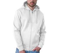 HRM Veste à Capuche Premium pour Hommes, Blanc, Taille L I Sweat à Capuche Homme, Commerce Équitable, 320 g/m² I Hoodie Homme en 70% Coton et 30% Polyester Recyclé