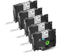 HRNJX 5 Bande d'étiquette Compatible Compatible avec Pack Compatible avec TZE131 Noir laminé sur Un Clair de 12 mm Compatible avec PT-1000 PT-H101C