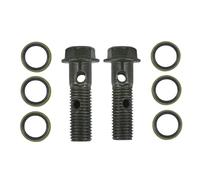 HRNJX Boulon Double Banjo chromé M10x1,25, vis Longue Compatible avec Le Tuyau d'étrier de Frein de Moto et l'huile de vidange du maître-Cylindre(M10 A 2 Piece)