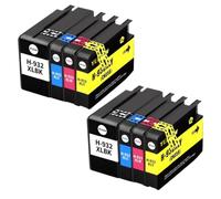HRNJX Cartouche d'encre Compatible avec Les modèles d'imprimantes Offstrjet 932 933 932xl 933xl 6100 6600 6700 7110 7610 7612 7510 7512 Pack de 4 à 20 pièces(932XL 933XL-8pcs)